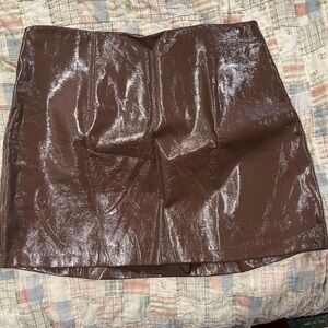 Abercrombie & Fitch Glossy Brown Mini Skirt
